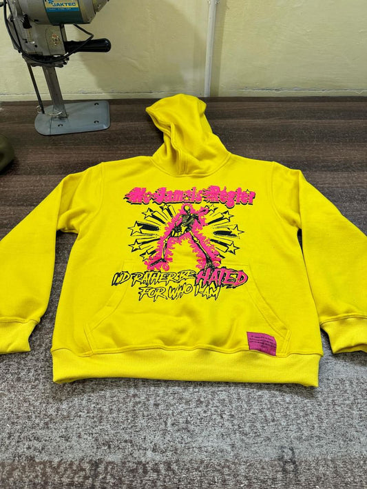 HATE IT OR LOVE IT Yellow, Black & Pink Hoodie