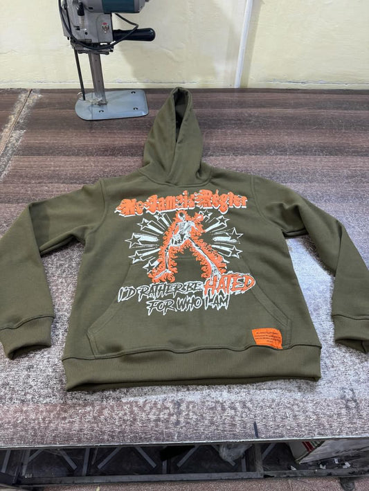 HATE IT OR LOVE IT Olive, White & Orange Hoodie