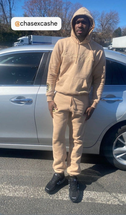 RÉGLER SATIN HOODIE Tan