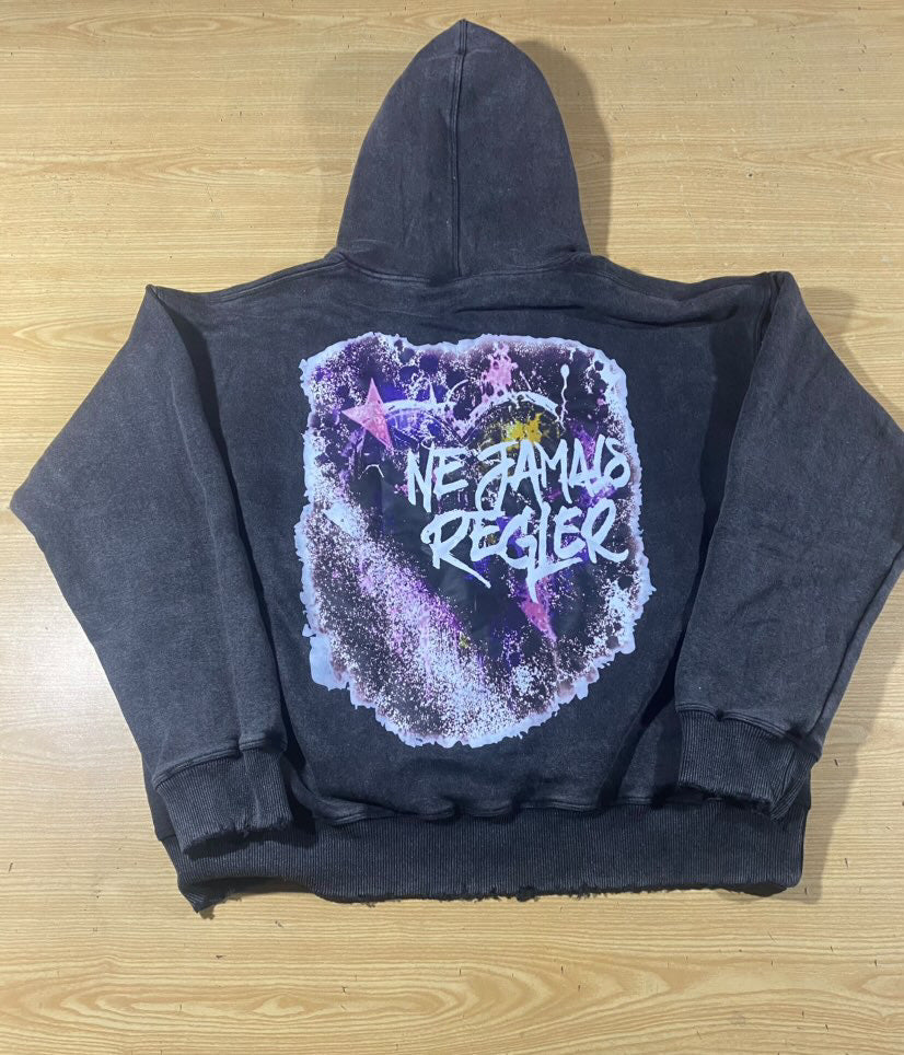 ACID WASH DISTRESSED Charcoal Hoodie