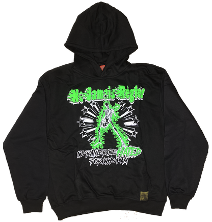 HATE IT OR LOVE IT Black White & Lime Green Hoodie