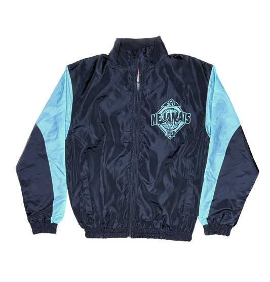 NJR Classic Windbreaker Black & Blue Hoodless Jacket