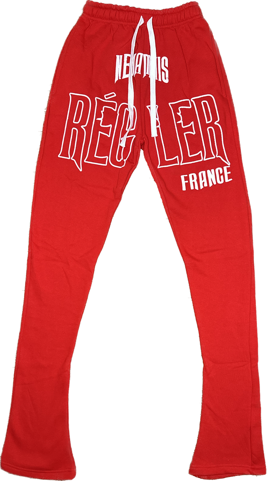 NJR FRANCE Red & White Stacked Sweatpants